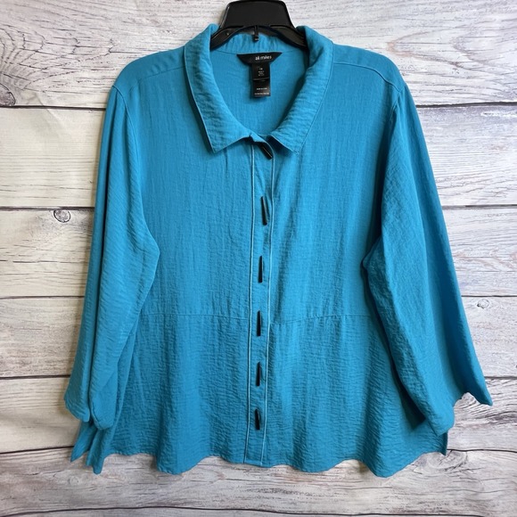 Ali Miles Tops - Ali Miles Tunic Size 1X Long Sleeve Women's Art To Wear Artsy Boho Rayon Stretch